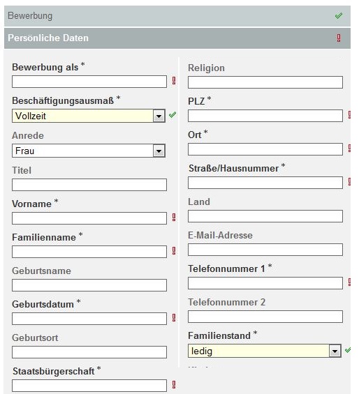 Bewerbungsformular