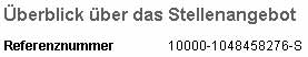 Referenznummer Referenznummer