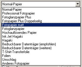 Papiersorteneinstellung