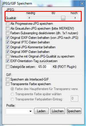 JPEG-Export in IrfanView