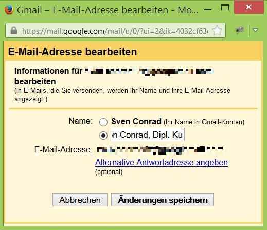 Berufsbezeichnung beim Email-Absender