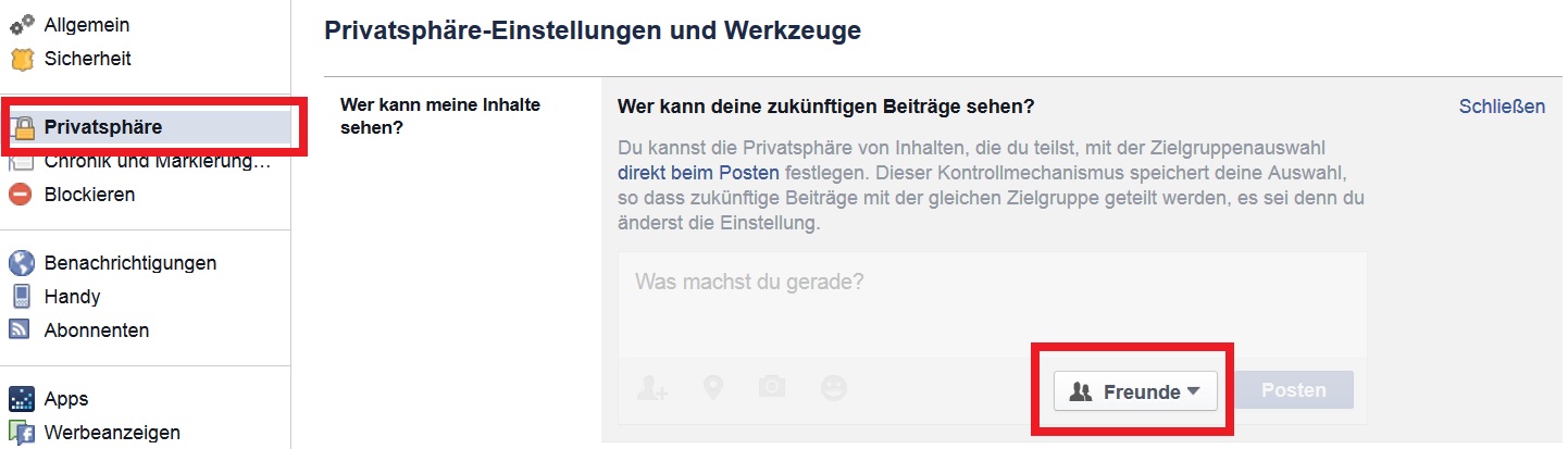 Privatsphre in Facebook