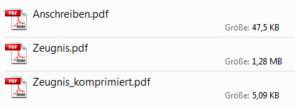 Dateigröße nach Kompression