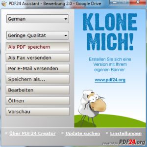 Druckeinstellungen eines PDF-Druckers