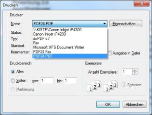 PDF-Drucker als Drucker auswhlen.