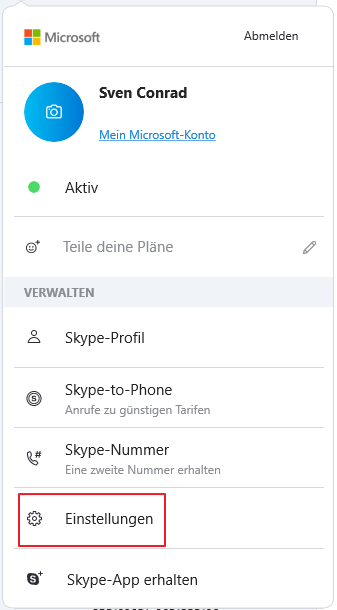 Skype Einstellungen