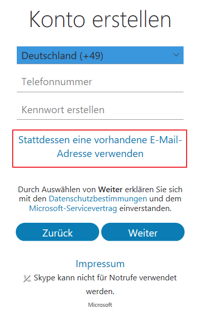 Konto erstellen Konto erstellen