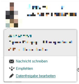 Datenfreigabe bei Kontakten