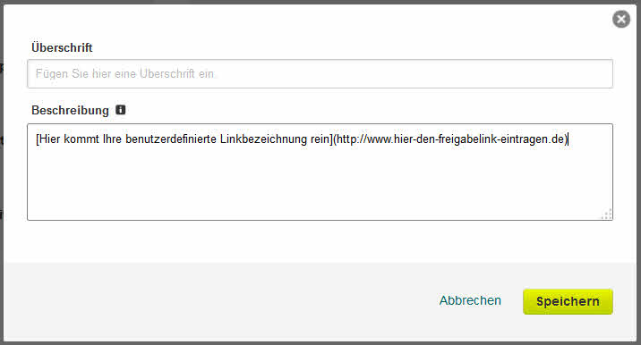 Hyperlinks in Textfeldern setzen