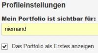 Portfolio Sichtbarkeitseinstellung