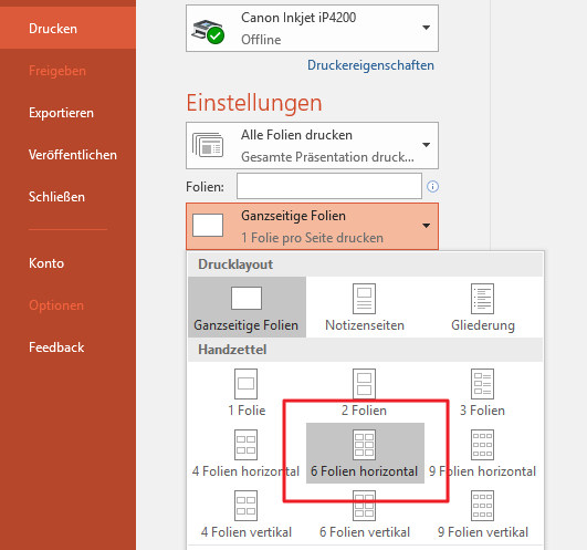 Handzettel-Druck-Option