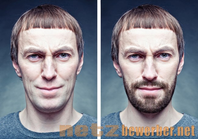 Mann ohne Bart vs. Mann mit Bart